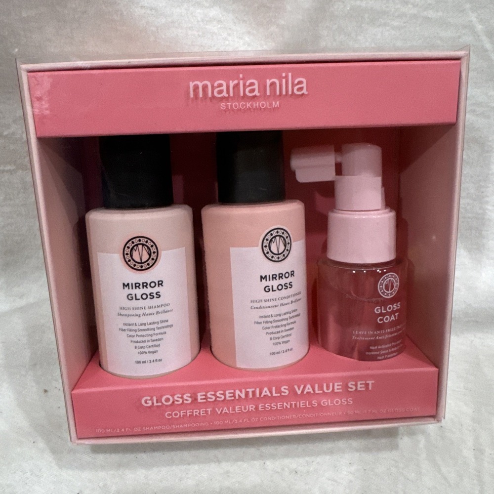 MARIA NILA Travel Set Mirror Gloss Shampoo + Conditioner + Gloss Coat 3 Pack NEW